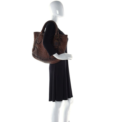 Prada Nappa Chevron Braided Drawstring Bag Brown 3 of 9