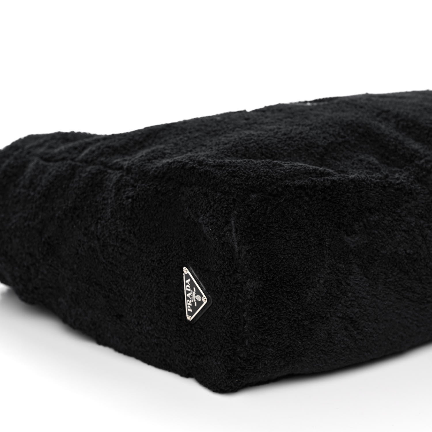 Prada Terry Cloth Tote Bag Black White 9 of 10