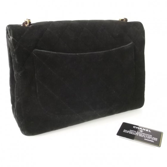 Chanel Suede Quilted Jumbo Flap Black 3 of 10