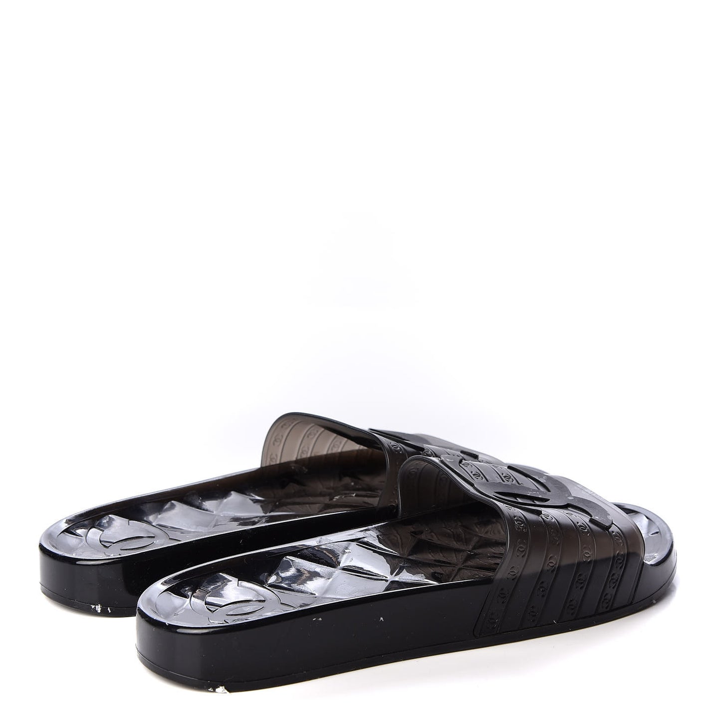 PVC Transparent CC Flat Slide Sandals 40 Black