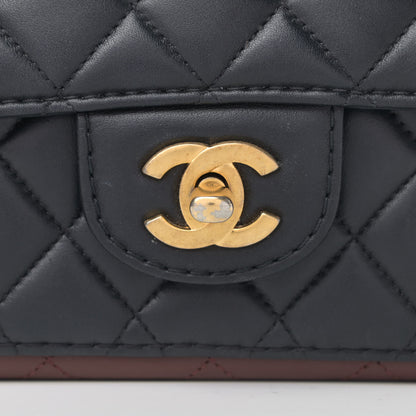 Chanel Calfskin Quilted Small Strap Into Flap Bag Black Brown 5 of 5