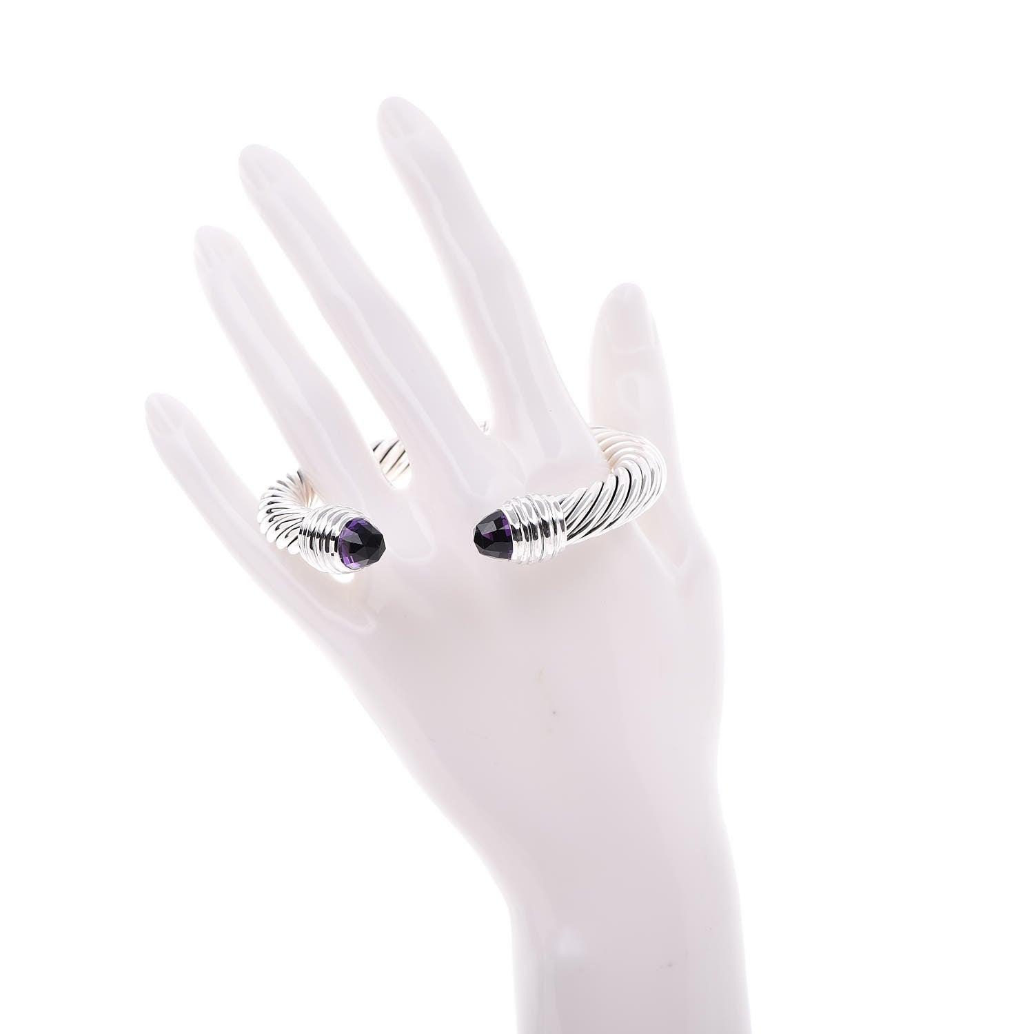 David Yurman Sterling Silver Amethyst 10mm Cable Classics Bracelet 2 of 4