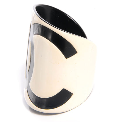 Chanel Resin CC Cuff White Black 3 of 5