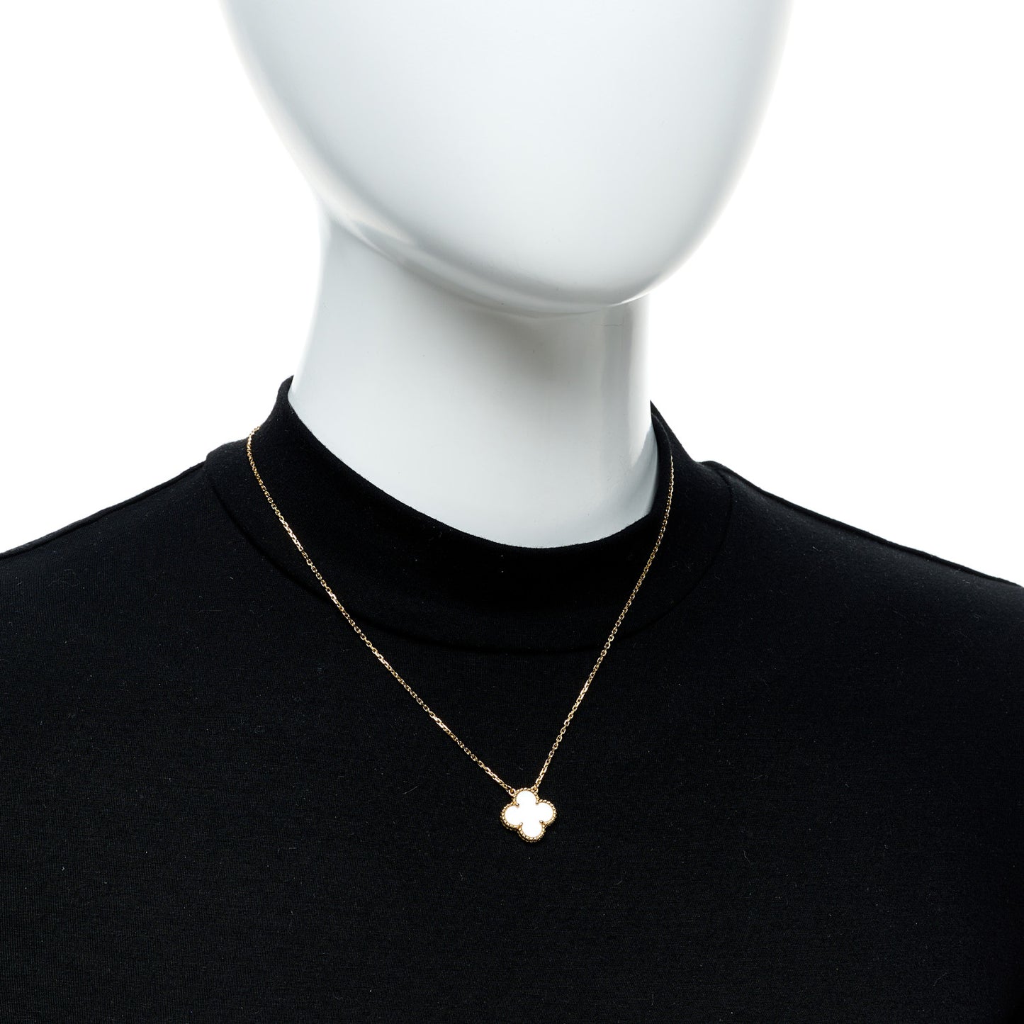 18K Yellow Gold Mother of Pearl Vintage Alhambra Pendant Necklace