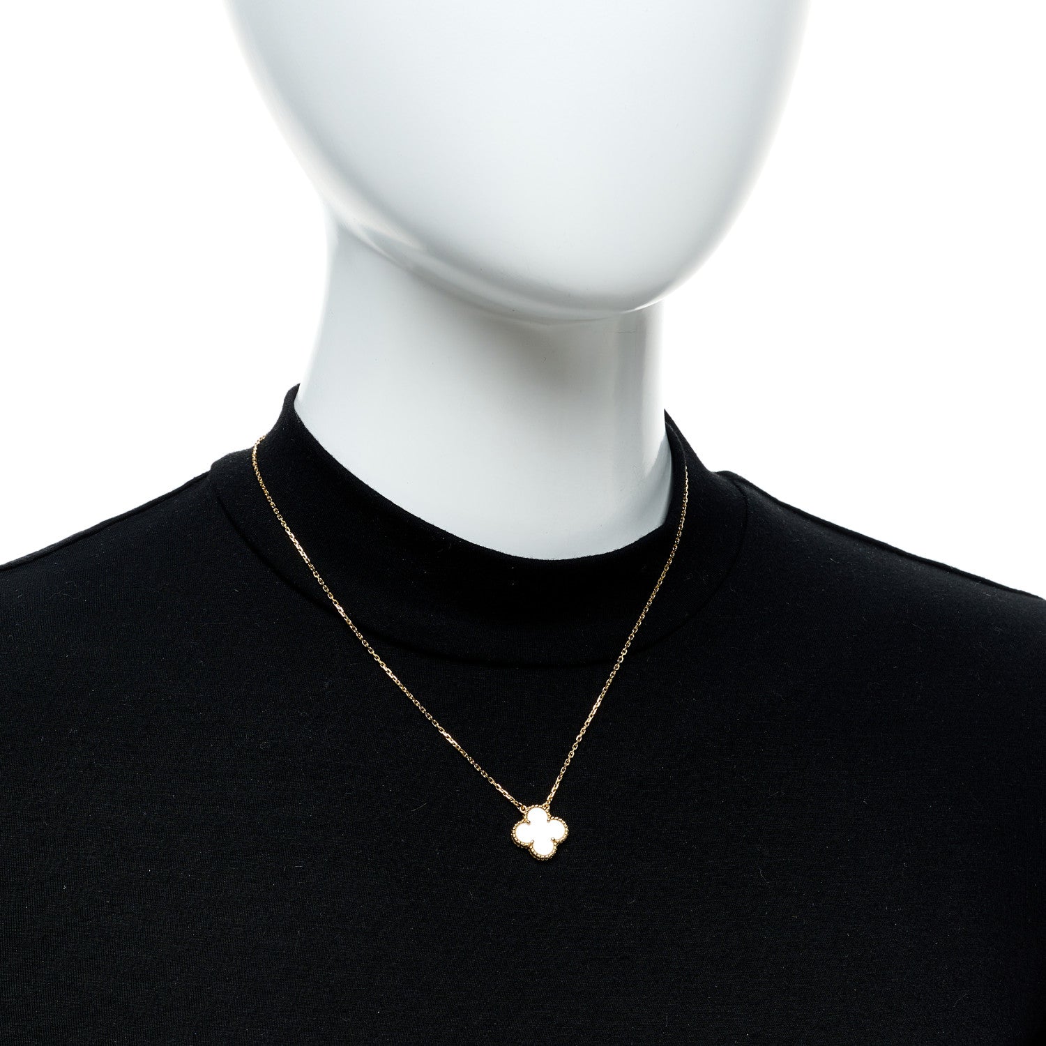 Van Cleef & Arpels 18K Yellow Gold Mother of Pearl Vintage Alhambra Pendant Necklace 2 of 6