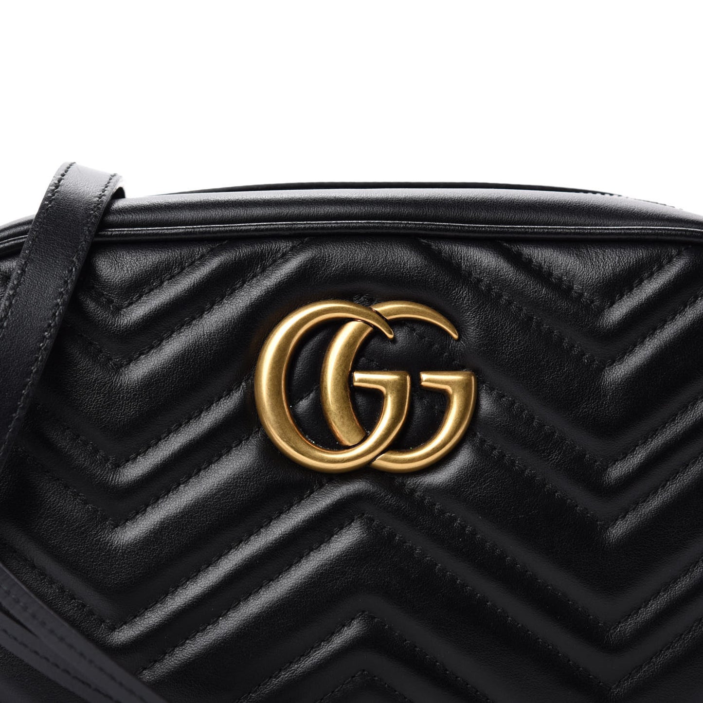 Calfskin Matelasse Small GG Marmont Chain Shoulder Bag Black