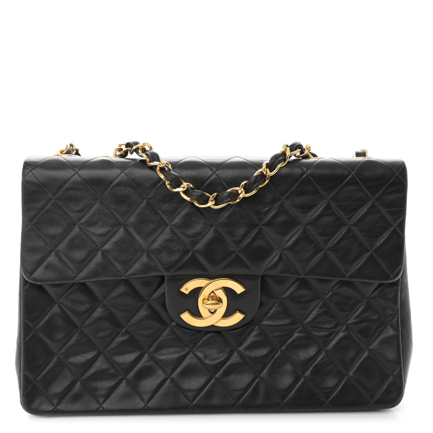 Chanel Lambskin Quilted XL Jumbo Single Flap Black 1 of 14