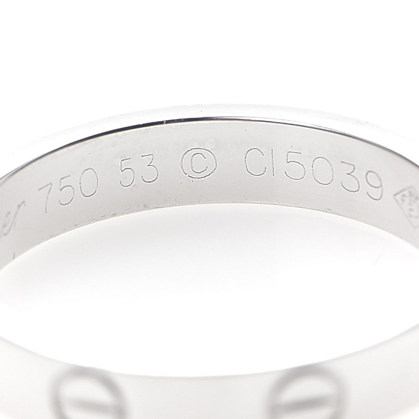 18K White Gold 3.5mm LOVE Wedding Band Ring 53 6.5