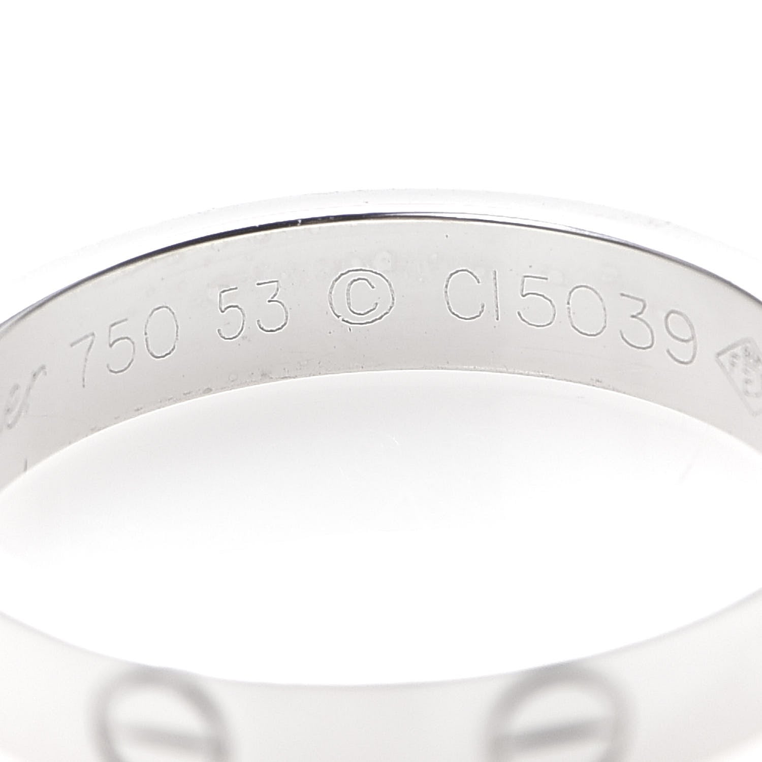 Cartier 18K White Gold 3.5mm LOVE Wedding Band Ring 53 6.5 2 of 2