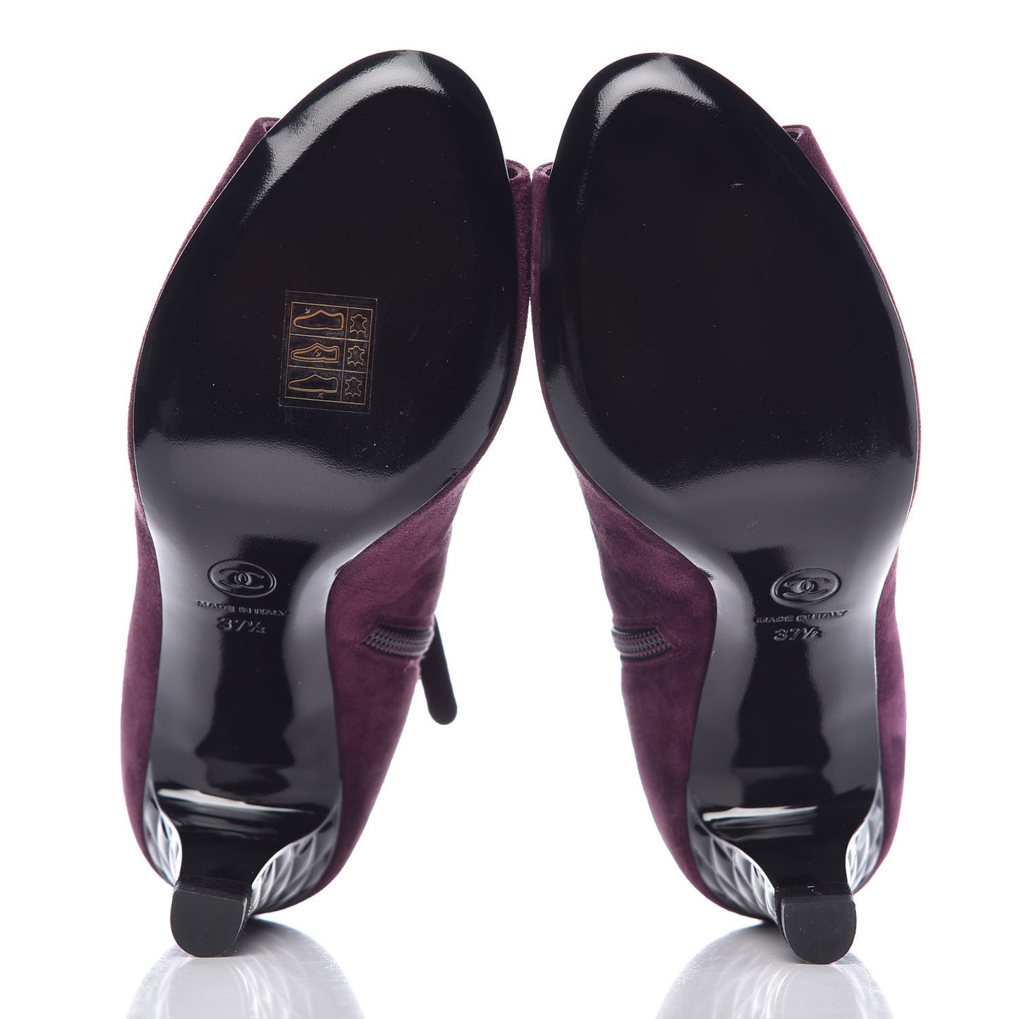 Suede Calfskin Open Toe Short Boots 37.5 Burgundy
