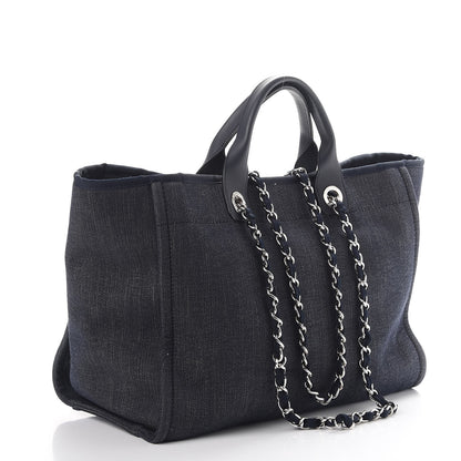 Chanel Denim Large Deauville Tote Dark Blue 4 of 9