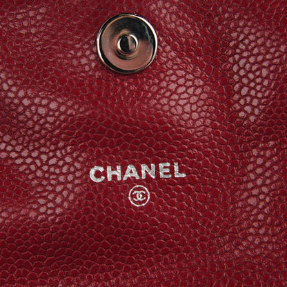 Chanel Caviar Half Moon Wallet On Chain WOC Dark Red 5 of 8