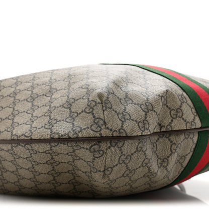 Gucci GG Supreme Monogram Web Ophidia Half Moon Hobo Brown 9 of 13