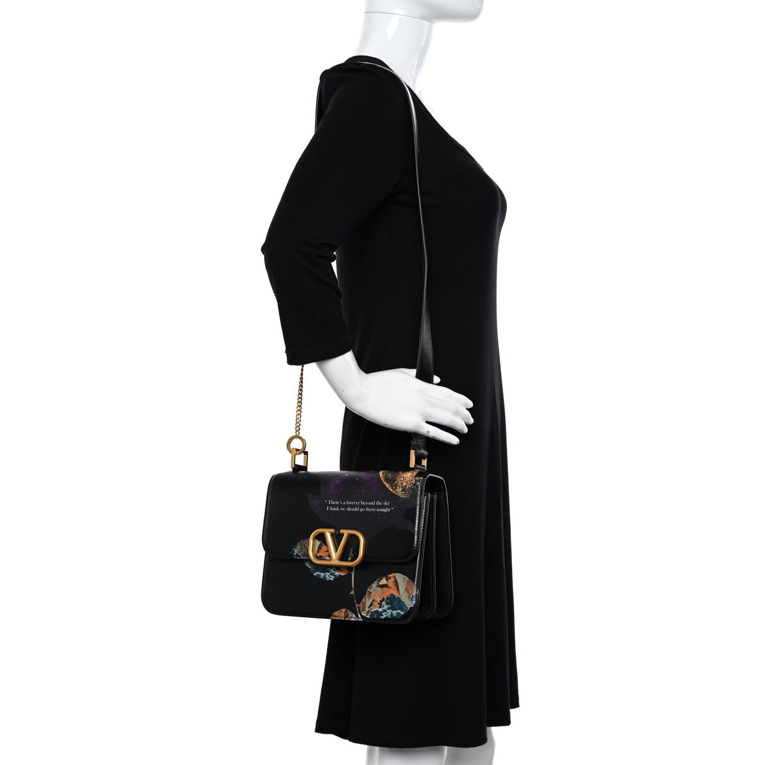 Valentino Garavani X UNDERCOVER Smooth Calfskin Cosmos Print Large VSling Shoulder Bag Black 2 of 11