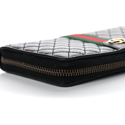 Gucci Calfskin Web Trapuntata GG Zip Around Wallet Black 9 of 14