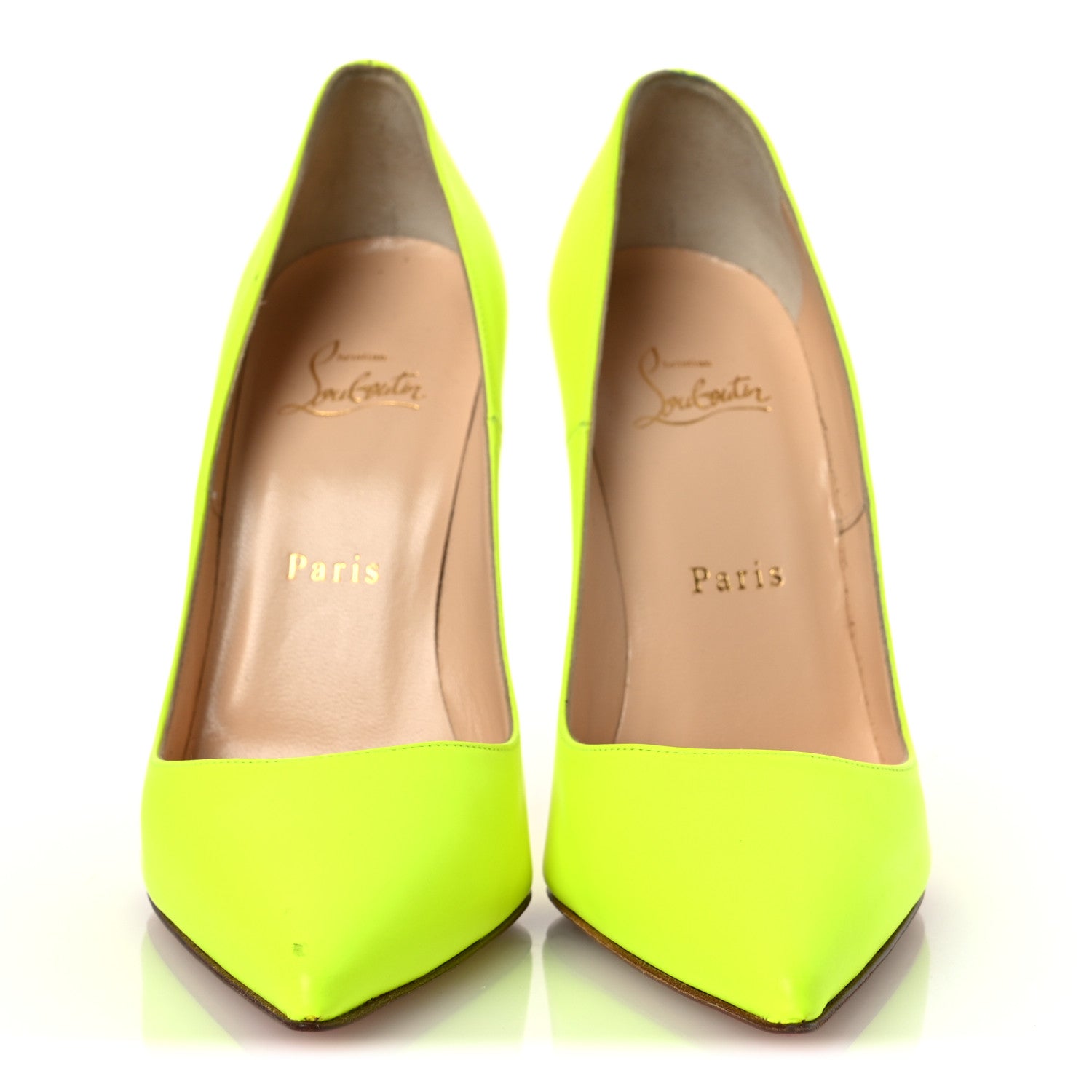 Christian Louboutin Matte Calfskin Jazz Calf Fluo So Kate 120 Pumps 38 Jaune White 3 of 13
