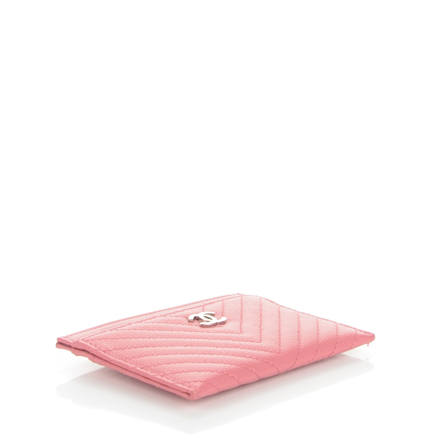 Caviar Chevron Quilted Card Holder Pink