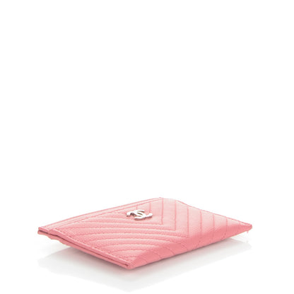 Chanel Caviar Chevron Quilted Card Holder Pink 4 of 8