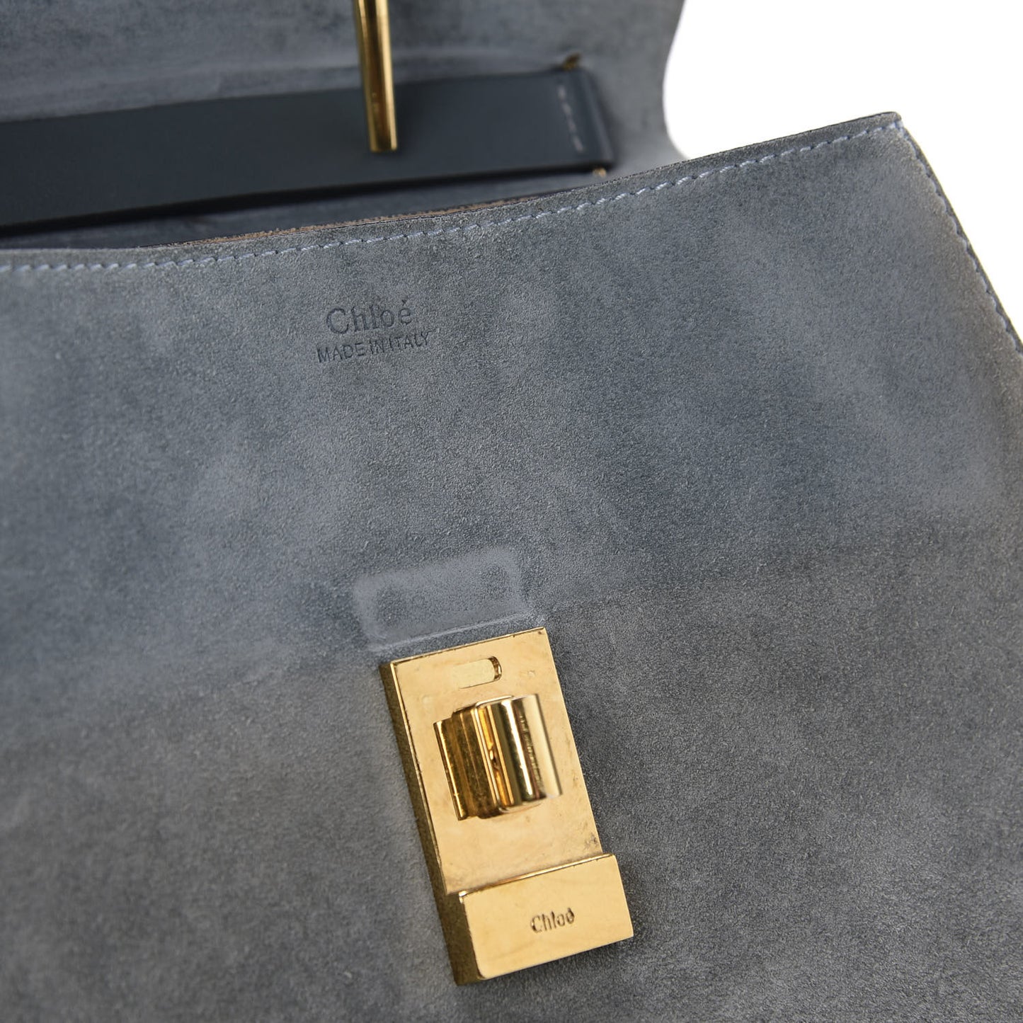 Suede Smooth Calfskin Drew Shoulder Bag Cloudy Blue