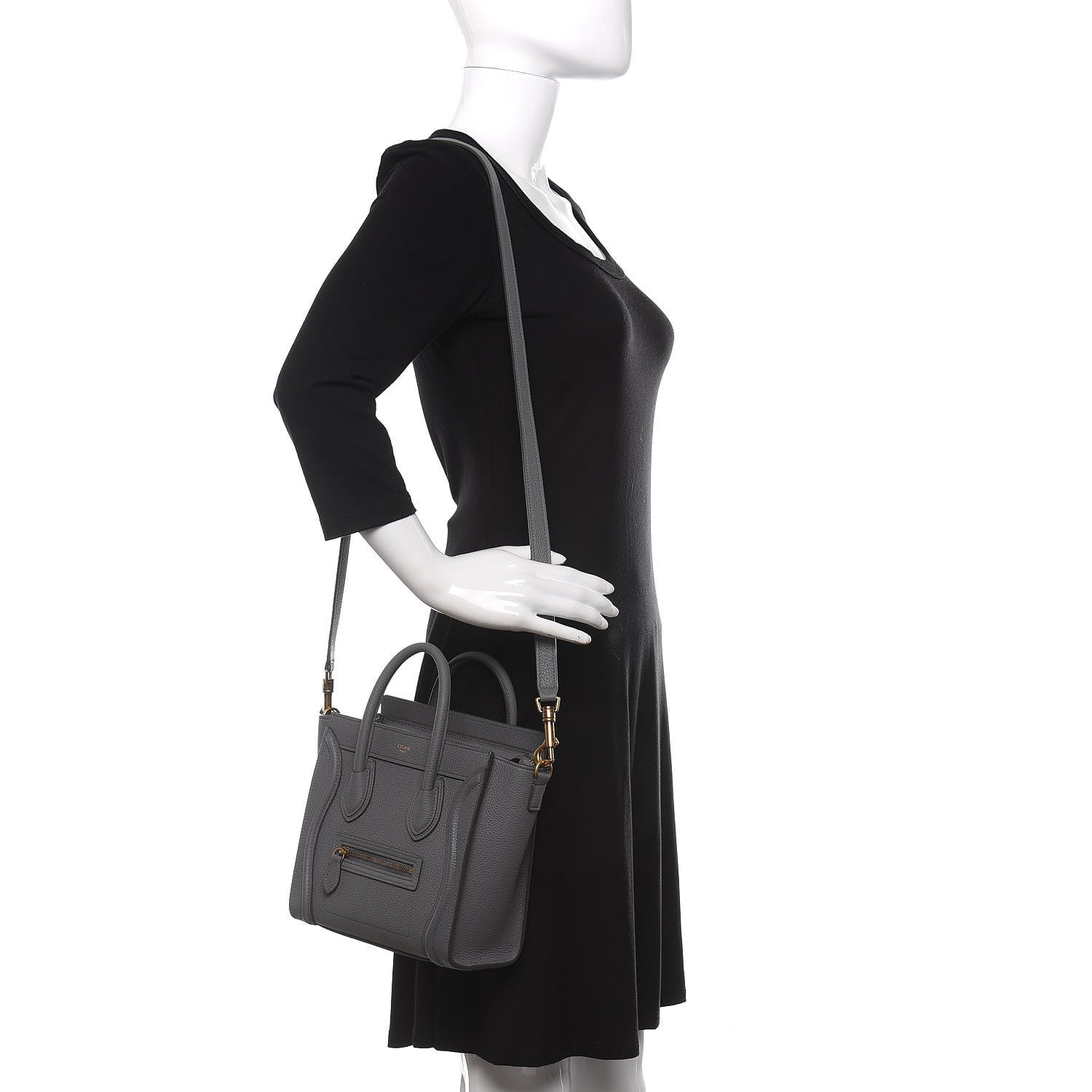 Celine Drummed Calfskin Nano Luggage Kohl 2 of 10