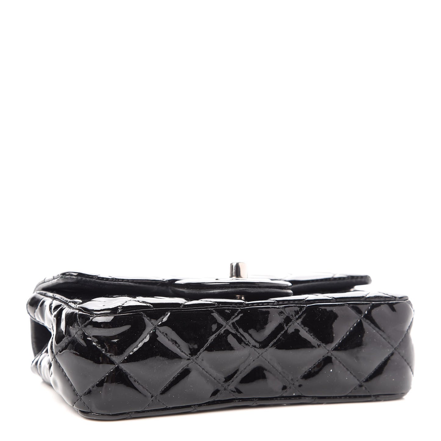 Patent Calfskin Quilted Extra Mini Rectangular Flap Black