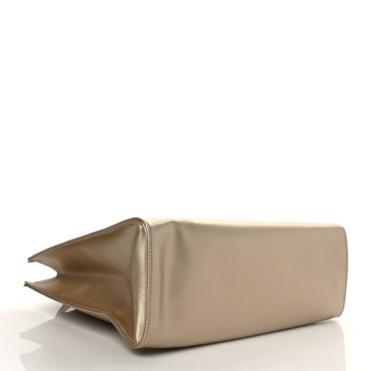 Metallic Vegan Leather Medium Shopping Bag Gold