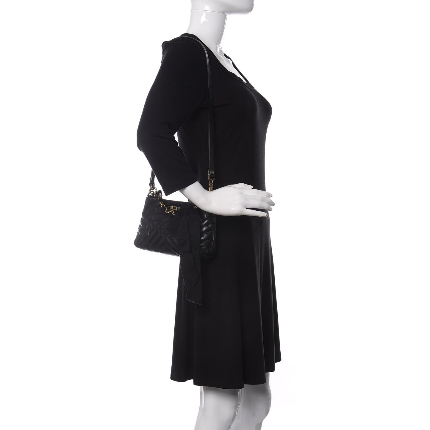 Lambskin Quilted Small Happy Shoulder Bag Black