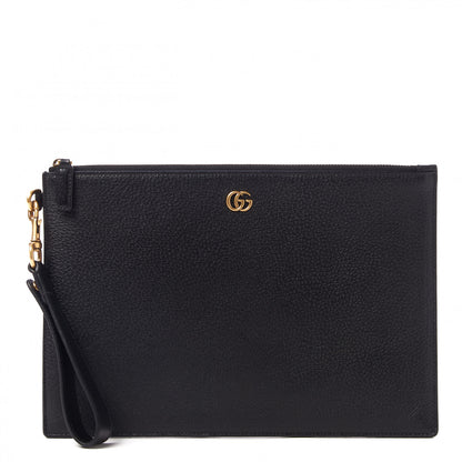 Gucci Calfskin GG Marmont Zip Pouch Black 1 of 8