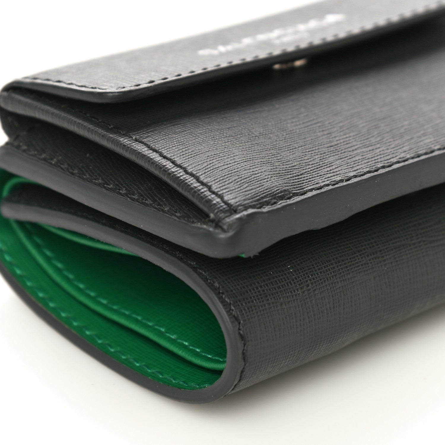 Balenciaga Striped Calfskin Logo Bi-Color Mini Wallet Grey Green 10 of 13
