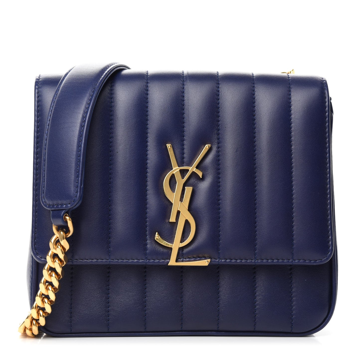 Lambskin Matelasse Monogram Medium Vicky Chain Bag Blue
