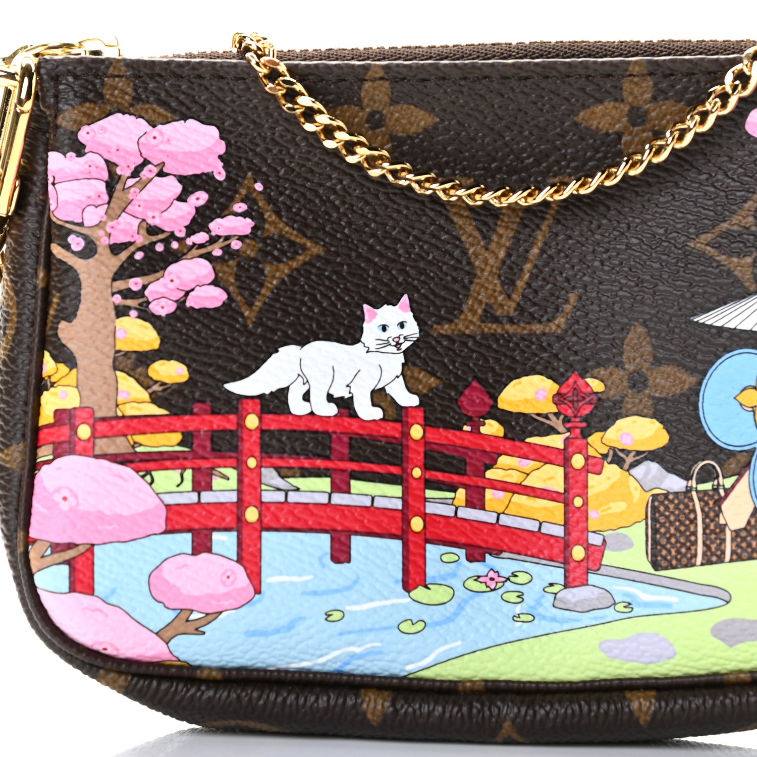 Louis Vuitton Monogram 2021 Christmas Animation Japanese Garden Mini Pochette Accessories Wisteria Pink 9 of 11