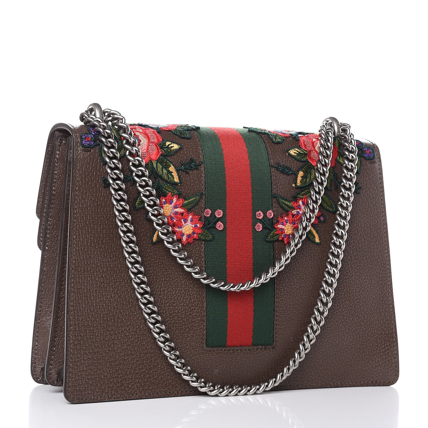 Gucci Calfskin Web Owl Embroidered Medium Dionysus Shoulder Bag New Acero Multicolor 3 of 10