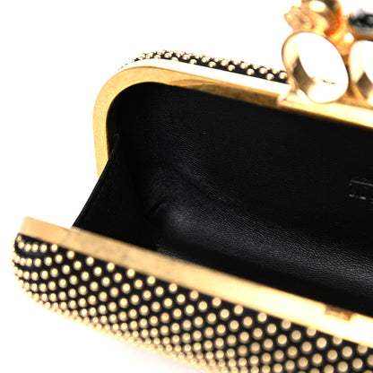 Alexander McQueen Suede Studded Skull Knuckle Box Clutch Black 12 of 15