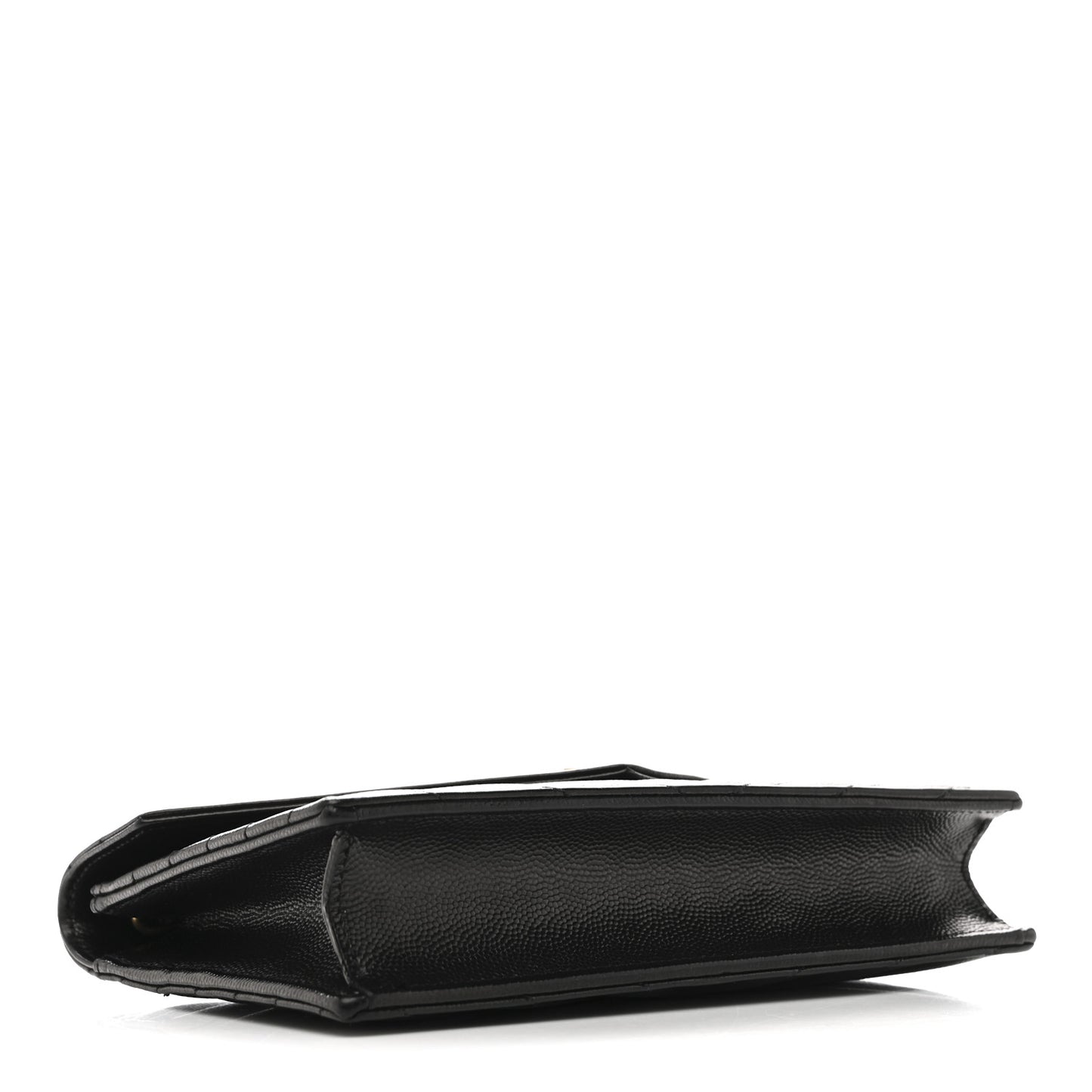 Grain De Poudre Matelasse Chevron Monogram Envelope Chain Wallet Black