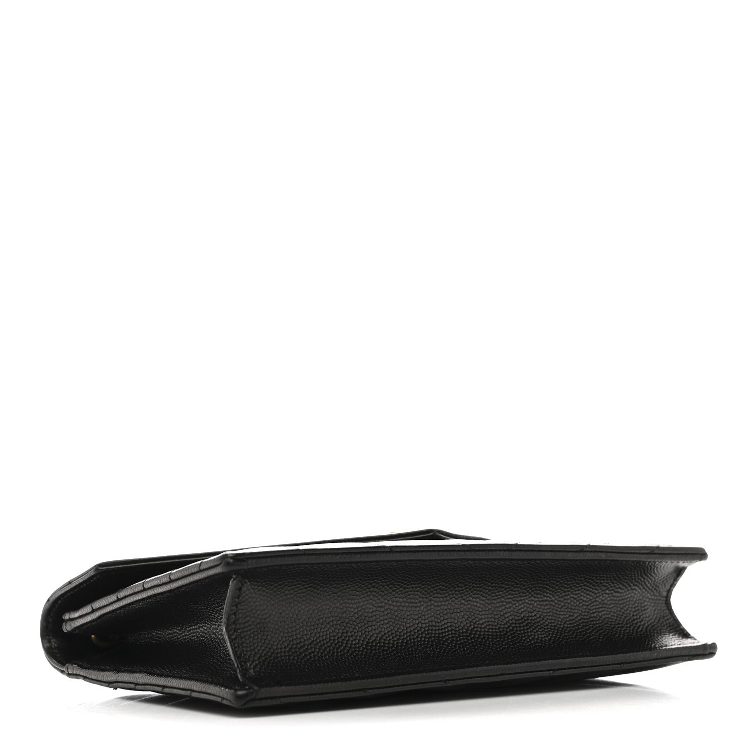 Saint Laurent Grain De Poudre Matelasse Chevron Monogram Envelope Chain Wallet Black 4 of 15