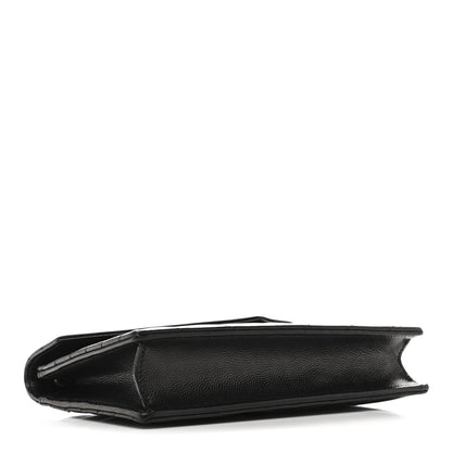 Saint Laurent Grain De Poudre Matelasse Chevron Monogram Envelope Chain Wallet Black 4 of 15