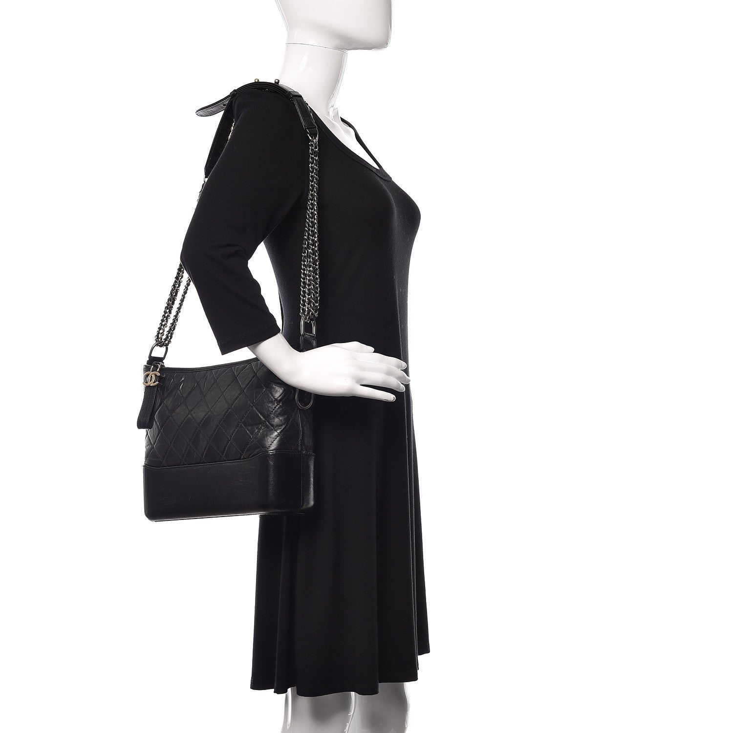 Chanel Aged Calfskin Quilted Medium Gabrielle Hobo Black 2 of 15