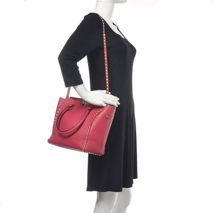 Valentino Garavani Vitello Rockstud Double Handle Tote Cyclamin 2 of 13