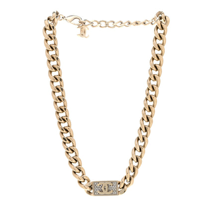 Chanel Crystal CC Chain Link Choker Necklace Gold 3 of 7