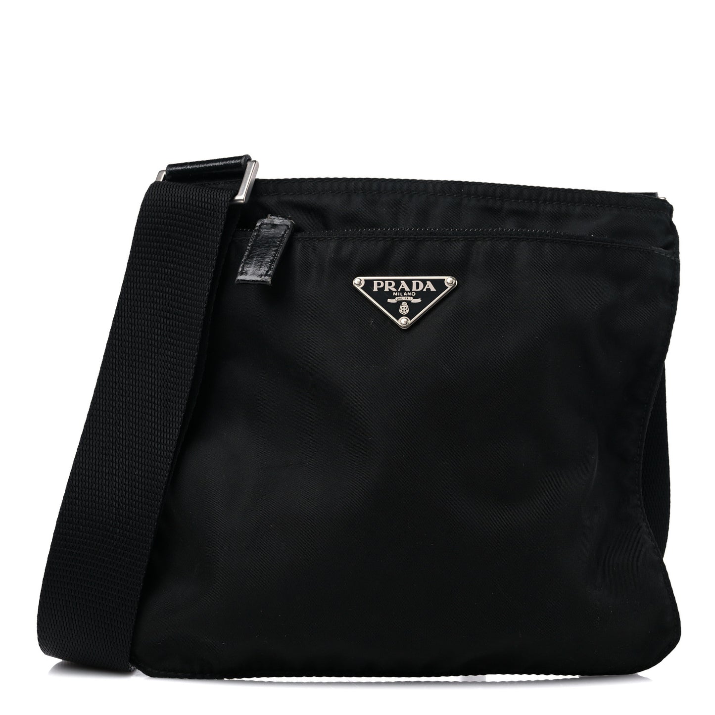 Nylon Flat Messenger Bag Black