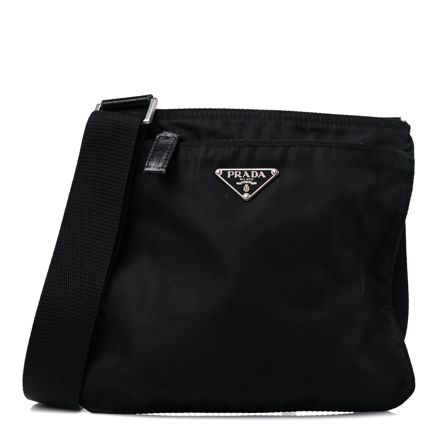 Prada Nylon Flat Messenger Bag Black 1 of 11