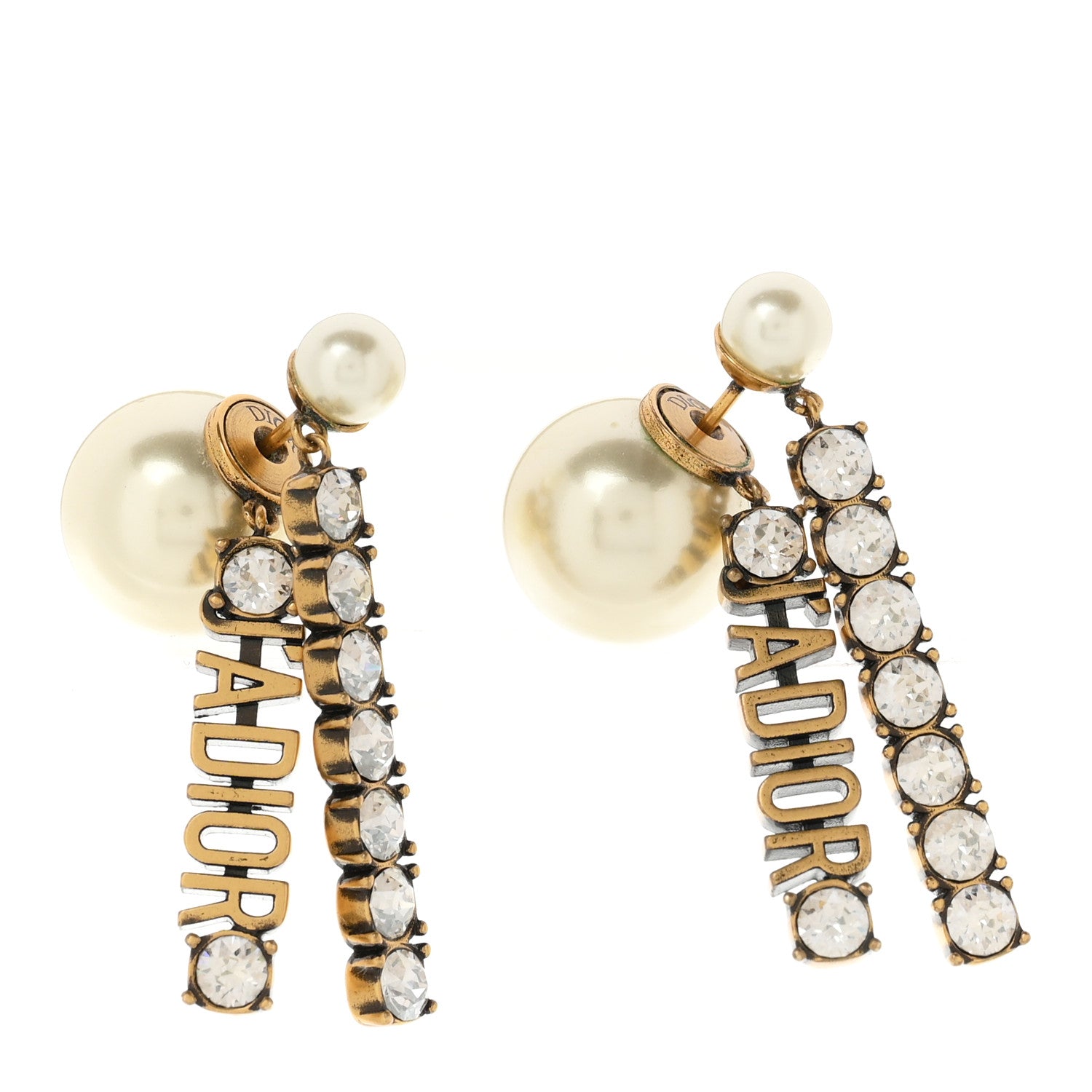 Christian Dior Pearl Crystal J'Adior Tribales Earrings Antique Gold 1 of 5