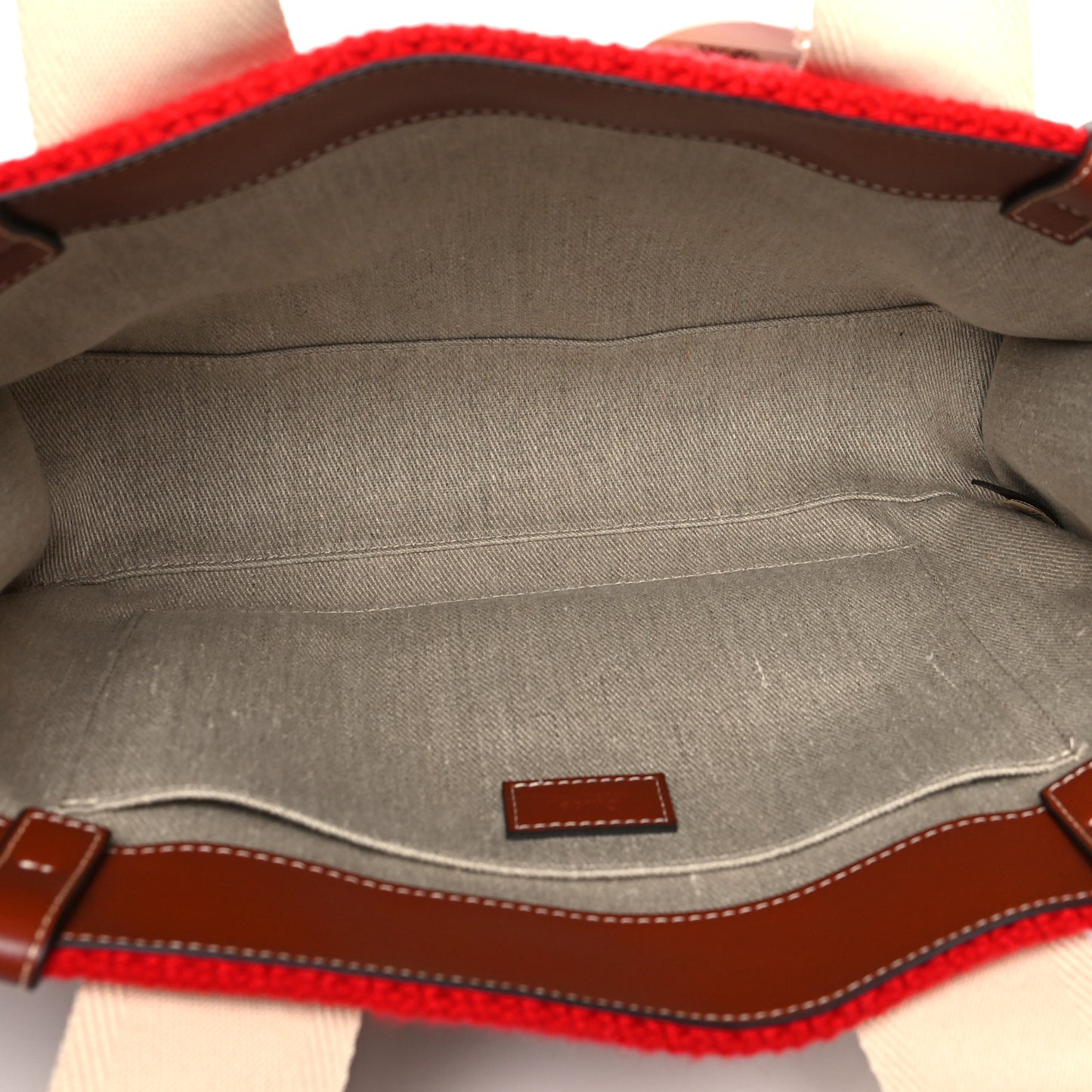 Knit Calfskin Medium Woody Ribbon Tote Red Multicolor