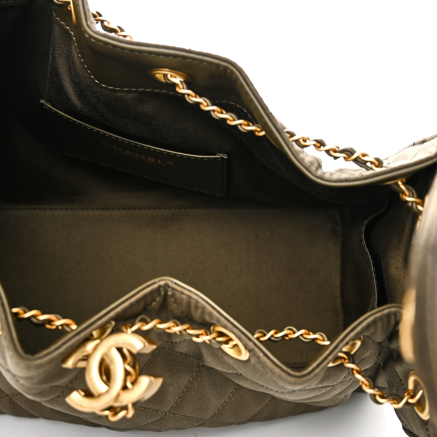 Chanel Canvas Quilted Small Chanel 25 Handbag Khaki 5 of 10