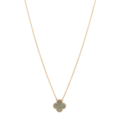 Van Cleef & Arpels 18K Rose Gold Gray Mother of Pearl Vintage Alhambra Pendant Necklace 1 of 6