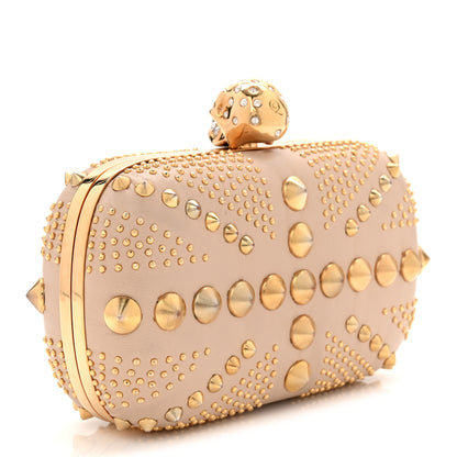 Alexander McQueen Calfskin Studded Britannia Skull Box Clutch Beige 3 of 7