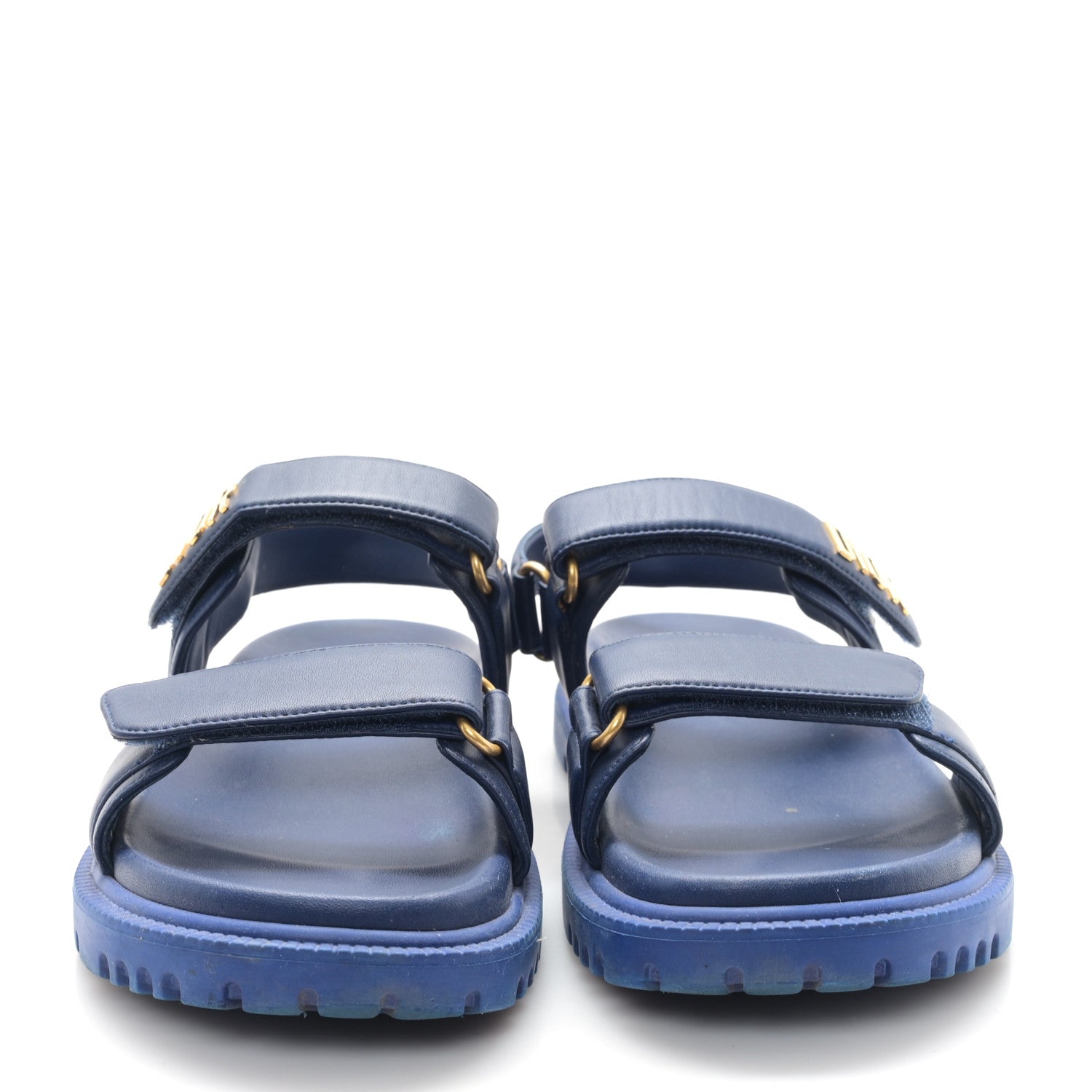 Christian Dior Lambskin Dioract 10mm Sandals 39 Deep Blue 3 of 10