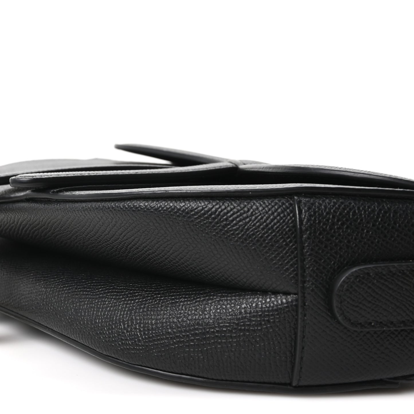 Grained Calfskin Saddle Bag With Strap Black