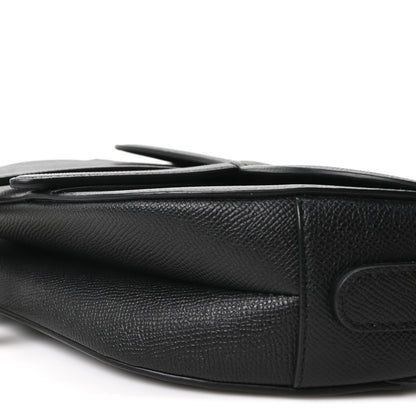Christian Dior Grained Calfskin Saddle Bag With Strap Black 10 of 11