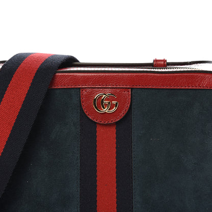 Gucci Suede Calfskin Web Small Ophidia Top Handle Shoulder Bag New Blue Romantic Cherry 9 of 9